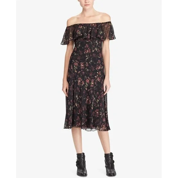 Polo by Ralph Lauren Silk Crepe Floral Dress NWT Size 8‎ - Picture 2 of 12